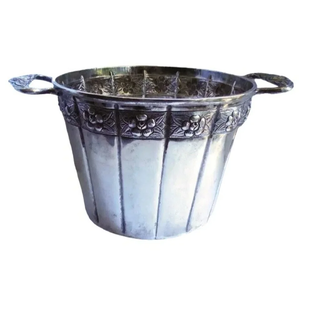 Vintage Mexican Sterling Silver Ice Bucket Signed Vigueras - 769.7 grams